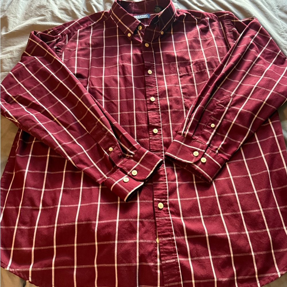 Puritan Men's Maroon Plaid Button Down Shirt Red XL NWOT